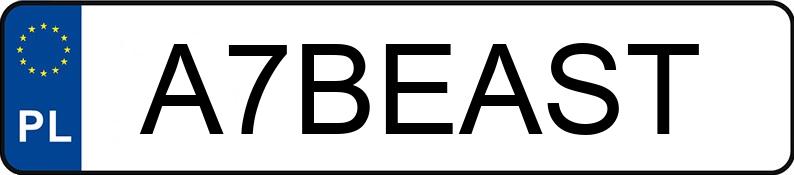 Numer rejestracyjny A7BEAST posiada FORD Mustang 5.0 MR`18 E6 GT