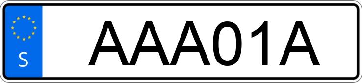 Numer rejestracyjny AAA01A posiada  