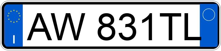 Die Registrierungsnummer AW831TL hat  