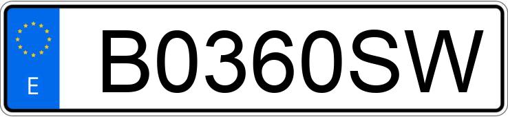 Numer rejestracyjny B0360SW posiada VOLVO S40