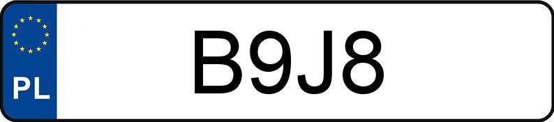 Numer rejestracyjny B9J8 posiada CHEVROLET (USA) Corvette 5.7 Kat. MR`00 E3 SB