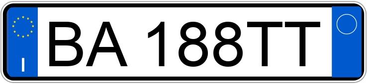 Numer rejestracyjny BA188TT posiada AUDI A3 1a serie
