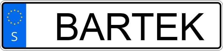 Numer rejestracyjny BARTEK posiada  