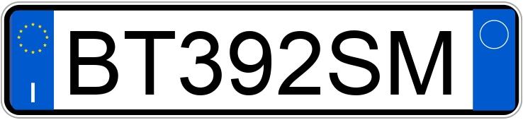 Numer rejestracyjny BT392SM posiada PEUGEOT 206