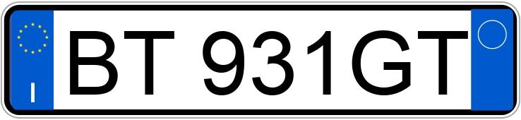 Numer rejestracyjny BT931GT posiada LANCIA Y