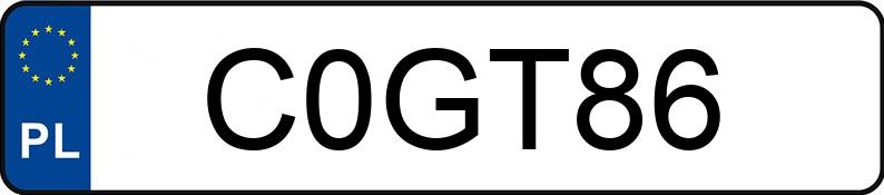 Numer rejestracyjny C0GT86 posiada TOYOTA 86 Numer rejestracyjny C0GT86 posiada TOYOTA 86