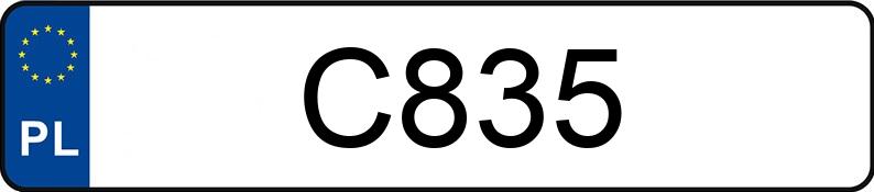 Numer rejestracyjny C835 posiada FORD MUSTANG