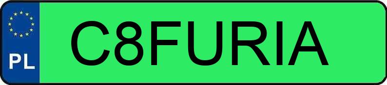 Numer rejestracyjny C8FURIA posiada TESLA Model 3 MR`19 Standard Range 50kWh CVT