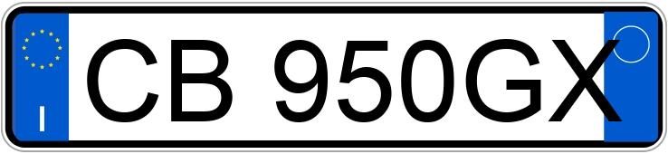 Numer rejestracyjny CB950GX posiada PEUGEOT 307