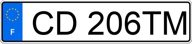 Numer rejestracyjny CD206TM posiada PEUGEOT 206