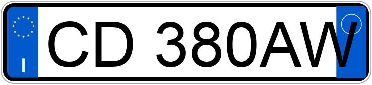 Numer rejestracyjny CD380AW posiada LANCIA Y