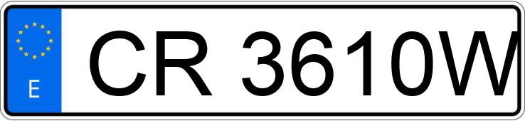 Numer rejestracyjny CR3610W posiada PEUGEOT 205