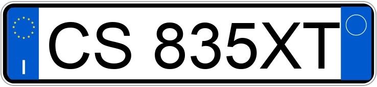 Numer rejestracyjny CS835XT posiada PEUGEOT 206