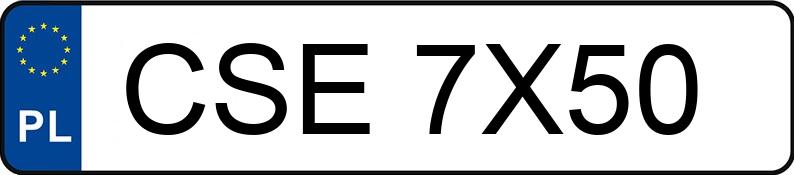 Numer rejestracyjny CSE7X50 posiada  