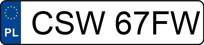 Numer rejestracyjny CSW 67FW posiada TOYOTA HIACE 2.4D - CSW67FW