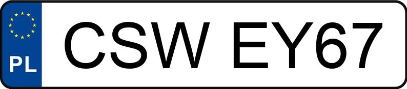Numer rejestracyjny CSW EY67 posiada VOLKSWAGEN GOLF - CSWEY67