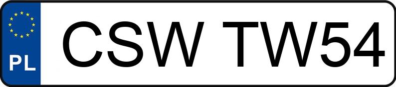 Numer rejestracyjny CSW TW54 posiada SAM  - CSWTW54