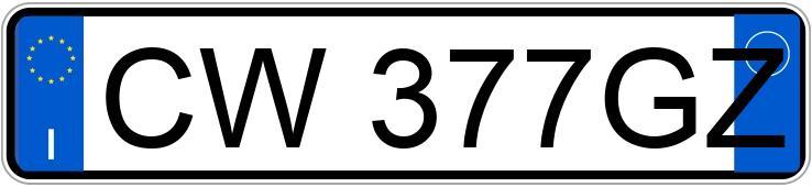 Numer rejestracyjny CW377GZ posiada TOYOTA Yaris