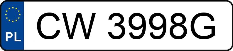 Numer rejestracyjny CW 3998G posiada BMW 328I - CW3998G