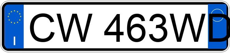 Numer rejestracyjny CW463WD posiada  