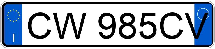 Numer rejestracyjny CW985CV posiada AUDI A3 2a serie