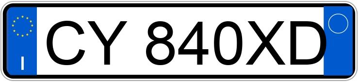 Numer rejestracyjny CY840XD posiada PEUGEOT 206