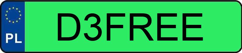 Numer rejestracyjny D3FREE posiada BMW I3