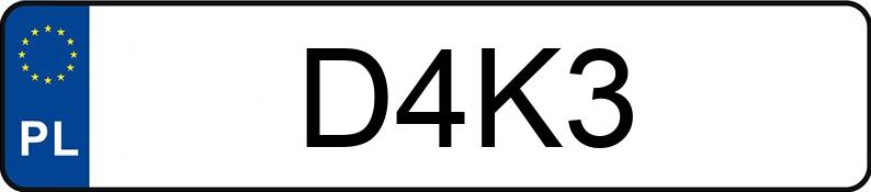 Numer rejestracyjny D4K3 posiada CHEVROLET (USA) Astro Van II 4.3 Kat. MR`97 2.4t Aut.