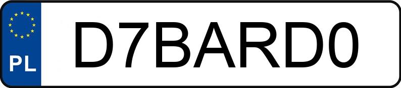 Numer rejestracyjny D7BARD0 posiada FORD RANGER