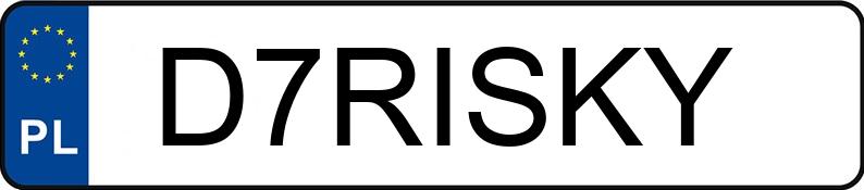 Numer rejestracyjny D7RISKY posiada VOLKSWAGEN Golf VII 2.0 TSI MR`17 E6 R BMT 4MOTION DSG