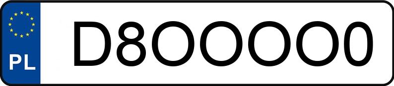 Numer rejestracyjny D8OOOO0 posiada AUDI RS 7 SPORTBACK