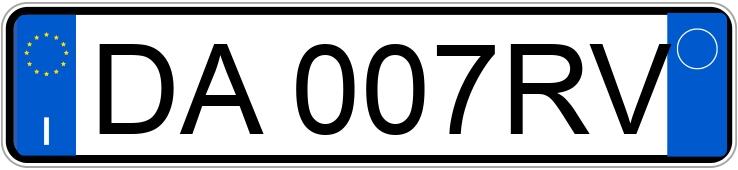 Numer rejestracyjny DA007RV posiada FIAT Panda 2a serie