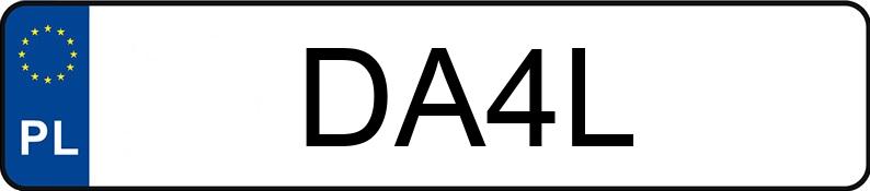 Numer rejestracyjny DA 4L posiada DODGE Charger MR`15 SXT - DA4L