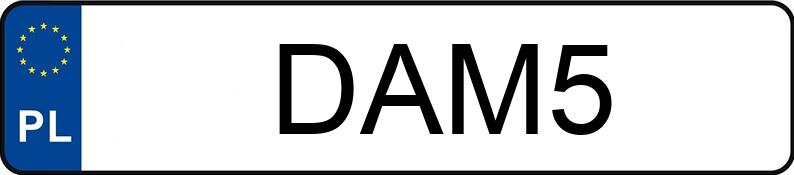 Numer rejestracyjny DAM 5 posiada DODGE RAM 1500 - DAM5