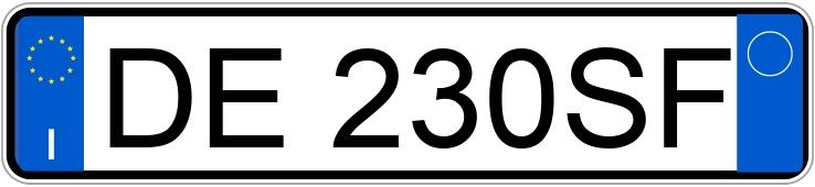 Numer rejestracyjny DE230SF posiada  
