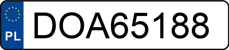 Numer rejestracyjny DOA65188 posiada  