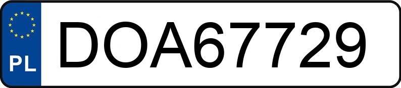 Numer rejestracyjny DOA67729 posiada  