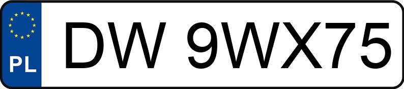 Numer rejestracyjny DW9WX75 posiada  