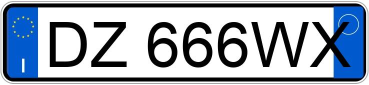 Numer rejestracyjny DZ666WX posiada FERRARI California