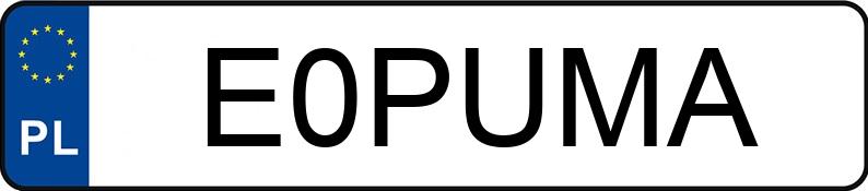 Numer rejestracyjny E0PUMA posiada MINI COOPER