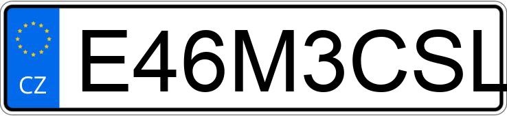 Numer rejestracyjny E46M3CSL posiada BMW BMW M3 CSL