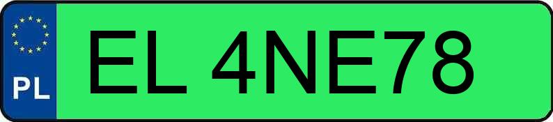 Numer rejestracyjny EL 4NE78 posiada TESLA  - EL4NE78