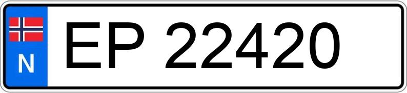 The registration number EP22420 has TESLA Model Y