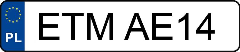 Numer rejestracyjny ETM AE14 posiada PEUGEOT PARTNER 1.4 KAT - ETMAE14