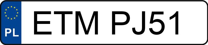 Numer rejestracyjny ETM PJ51 posiada VOLKSWAGEN GOLF - ETMPJ51