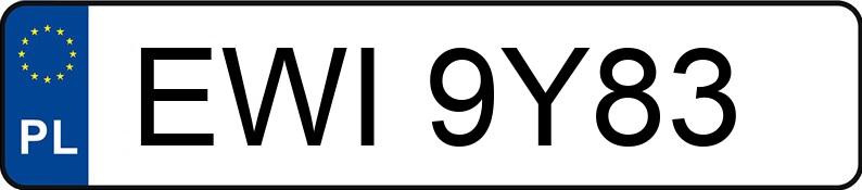 Numer rejestracyjny EWI9Y83 posiada STAS M V8/45.3/8.88