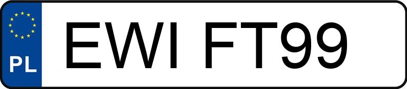 Numer rejestracyjny EWI FT99 posiada SUBARU Impreza 2.0 Turbo MR`99 GT - EWIFT99