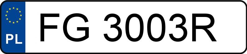 Numer rejestracyjny FG 3003R posiada TOYOTA TOYOTA YARIS XPA1F(EU,M) - FG3003R