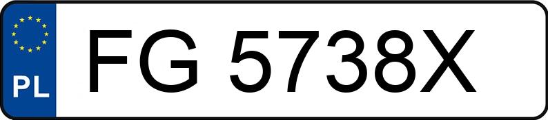 Numer rejestracyjny FG 5738X posiada SAM --- - FG5738X