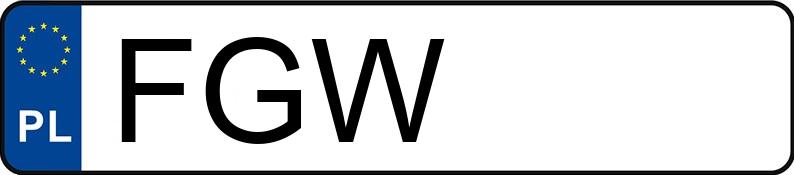Placa de matrícula polaca característica distintiva FGW